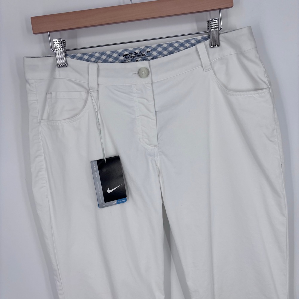 Nike Golf Tour Performance Dri-Fit Womens Pants Size 8 White Golf Trousers NEW